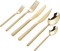 Gouden bestekset van 2 gebaksvorkjes, 2 messen, 2 lepels.
