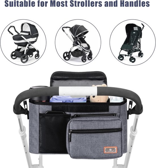 Buggy Organizer Kinderwagen Tas met Bekerhouders - Universele Pasvorm voor Alle Kinderwagens van Merkloos — afbeelding 2
