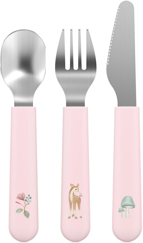Couverts pour enfants Mepal Mio - 3 pièces, fourchette, couteau et cuillère - Acier inoxydable - Vaisselle pour enfants - Fairy Garden