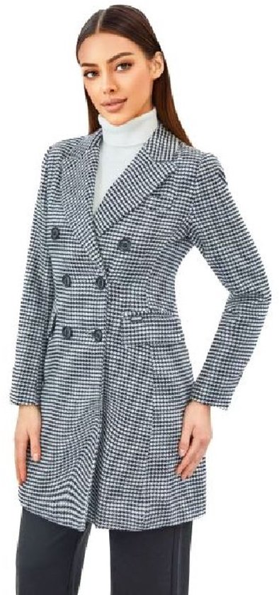 Versano Valentina NG Dames Mantel Manteljas 3 kwart Winterjas L - Pied de Poule