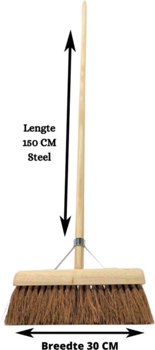 Synx Tools Coco Binnenbezem 30cm + Vloertrekker Kunststof 45cm met Steel 120cm - Zaalveger - Vloerreiniger - Natuurrubber - Zachte bezem kokos Met steel 150cm van Synx Tools — afbeelding 5