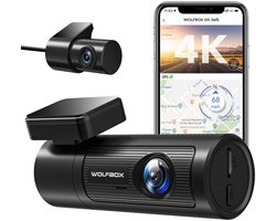 Wolfbox i05 4K Wifi Gps 2CH 32gb dashcam - Wifi met App - Parkeermodus - 4K + Full HD resolutie - Gps - 32gb Micro SD kaart - stijlvolle dashcam voor auto