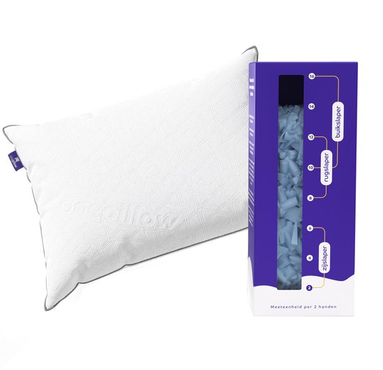 OnePillow® hoofdkussen – voor iedere slaaphouding – 60 dagen proefslapen – 2 hoezen – afstelbaar – tegen nekklachten – verkoelend – traagschuim
