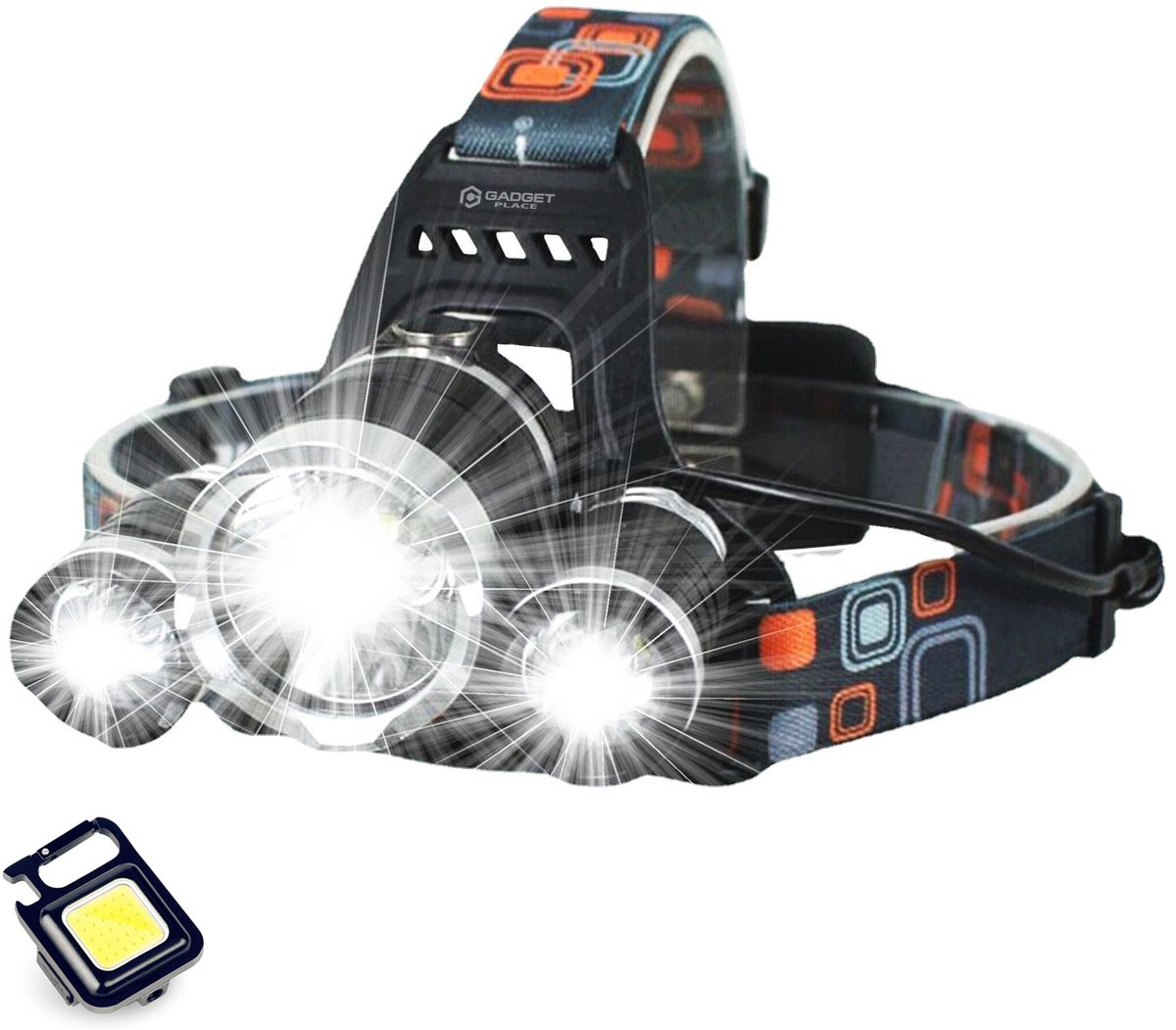 Gadgetplace Hoofdlamp Pro LED Oplaadbaar - 15000 Lumen - 500 Meter zicht - Bewegingssensor - IPX4 Waterdicht - Hoofdlampje - Breedstraler 230°