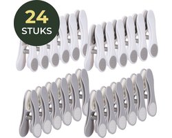 Gandria Wasknijpers 24 Stuks - Kunststof Wasknijpers - Set van 24 Plastic Knijpers - Wasrek Knijpers 10 Kg - Grijs/Wit en Wit/Grijs