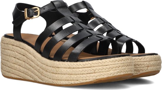 Espadrilles à plateforme FitFlop . Sandales compensées style pêcheur en cuir NOIR - Taille 39