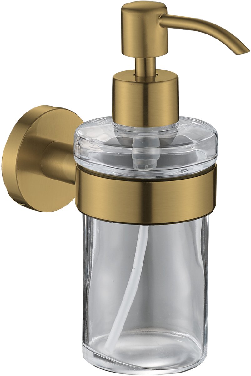 Plieger vigo zeepdispensers - zeepdispenser wandmontage - zeeppompje hangend - zeeppompje glas - 10 jaar garantie - geborsteld goud