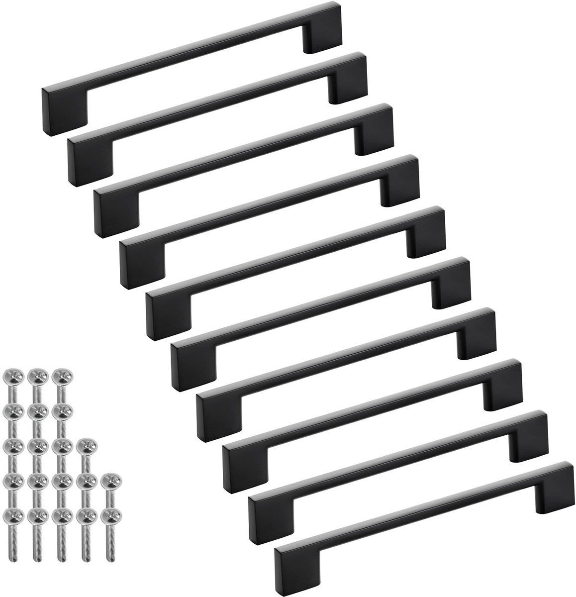 SOTECH 10 stuks meubelgrepen BLACKLINE XII BA 160 mm zwart mat aluminium (lengte 192 mm, breedte 9 mm, hoogte 28 mm) keukengrepen dressoirgrepen