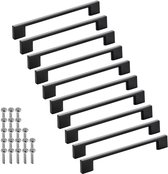SOTECH 10 stuks meubelgrepen BLACKLINE XII BA 160 mm zwart mat aluminium (lengte 192 mm, breedte 9 mm, hoogte 28 mm) keukengrepen dressoirgrepen