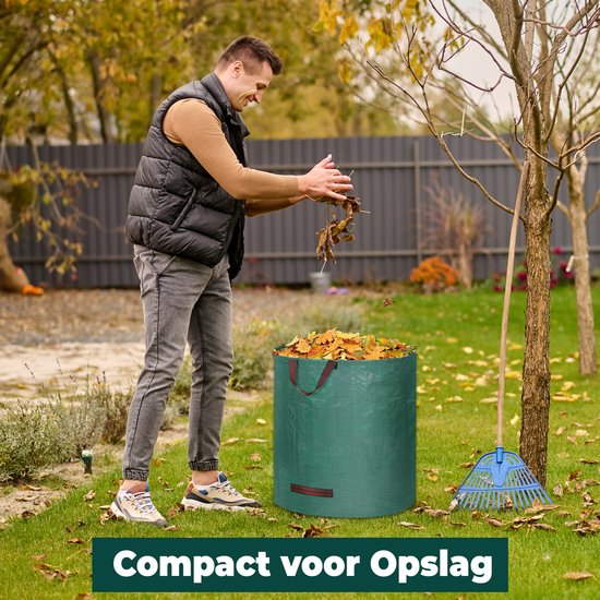 Sac à déchets de jardin Muntel® - 272 litres - Durable - Réutilisable - Indéchirable - Plastique - Ø 67 cm x 70 cm de haut - Vert - 3 pièces