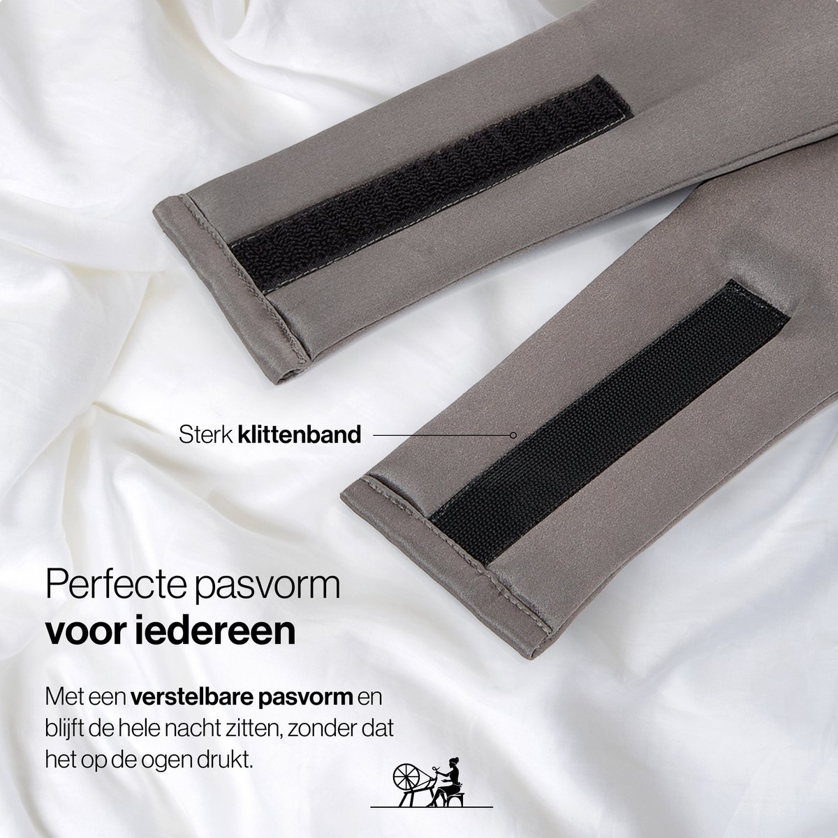 Dore & Rose - Slaapmasker - Oogmasker - Zijden Slaapmasker Voor Mannen en Vrouwen - Deep Sleep Mask - Eye Mask - Verduisterend - Wallen - Grijs - Nº 37 Roche Lunaire — afbeelding 5