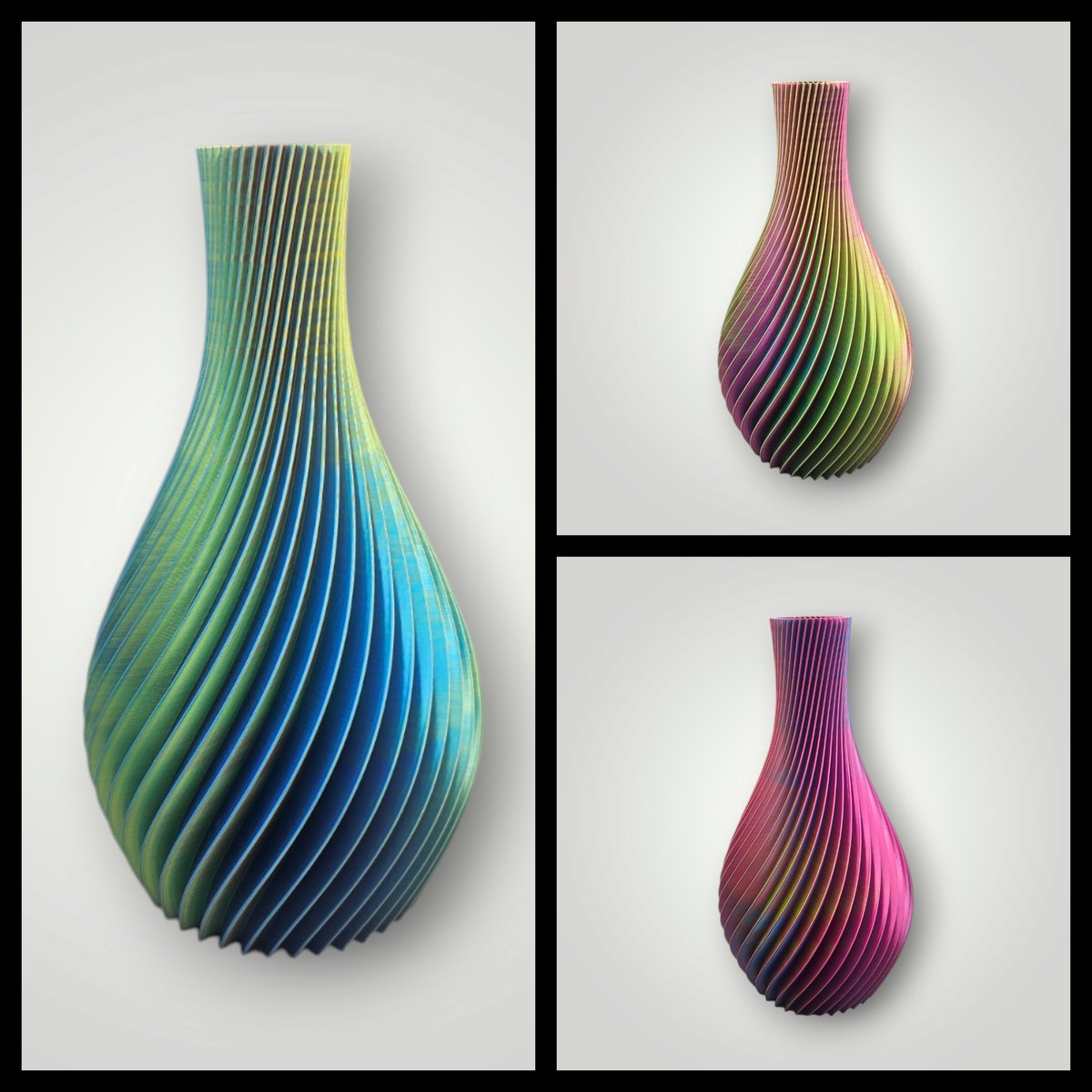 Vaas Pyriet voor droogbloemen en zijdebloemen blauw/geel/paars handgemaakt trendy unieke vaas voor interieur decoratie