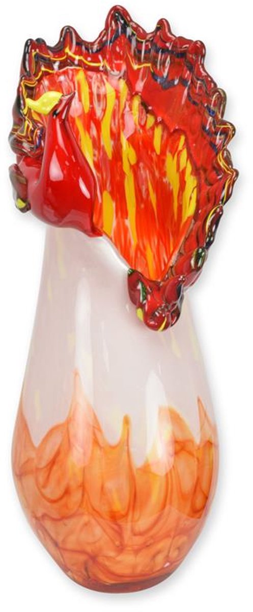 Pauw vaas van Murano glas – handgemaakte glazen designvaas in pauw vorm – luxe decoratieobject voor woonkamer of hal