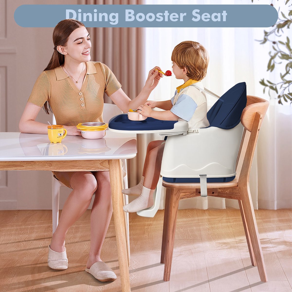 NAIZY Kinderstoel Babystoel 3-in-1 Multifunctionele Eetkamerstoel met 5-punts veiligheidsgordel, Dubbel Blad en Afneembaar Kussen, Blauw thumbnail 5