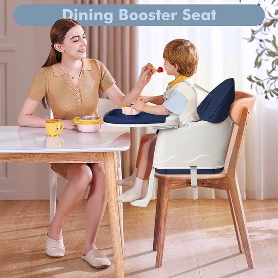 NAIZY Kinderstoel Babystoel 3-in-1 Multifunctionele Eetkamerstoel met 5-punts veiligheidsgordel, Dubbel Blad en Afneembaar Kussen, Blauw van NAIZY — afbeelding 5