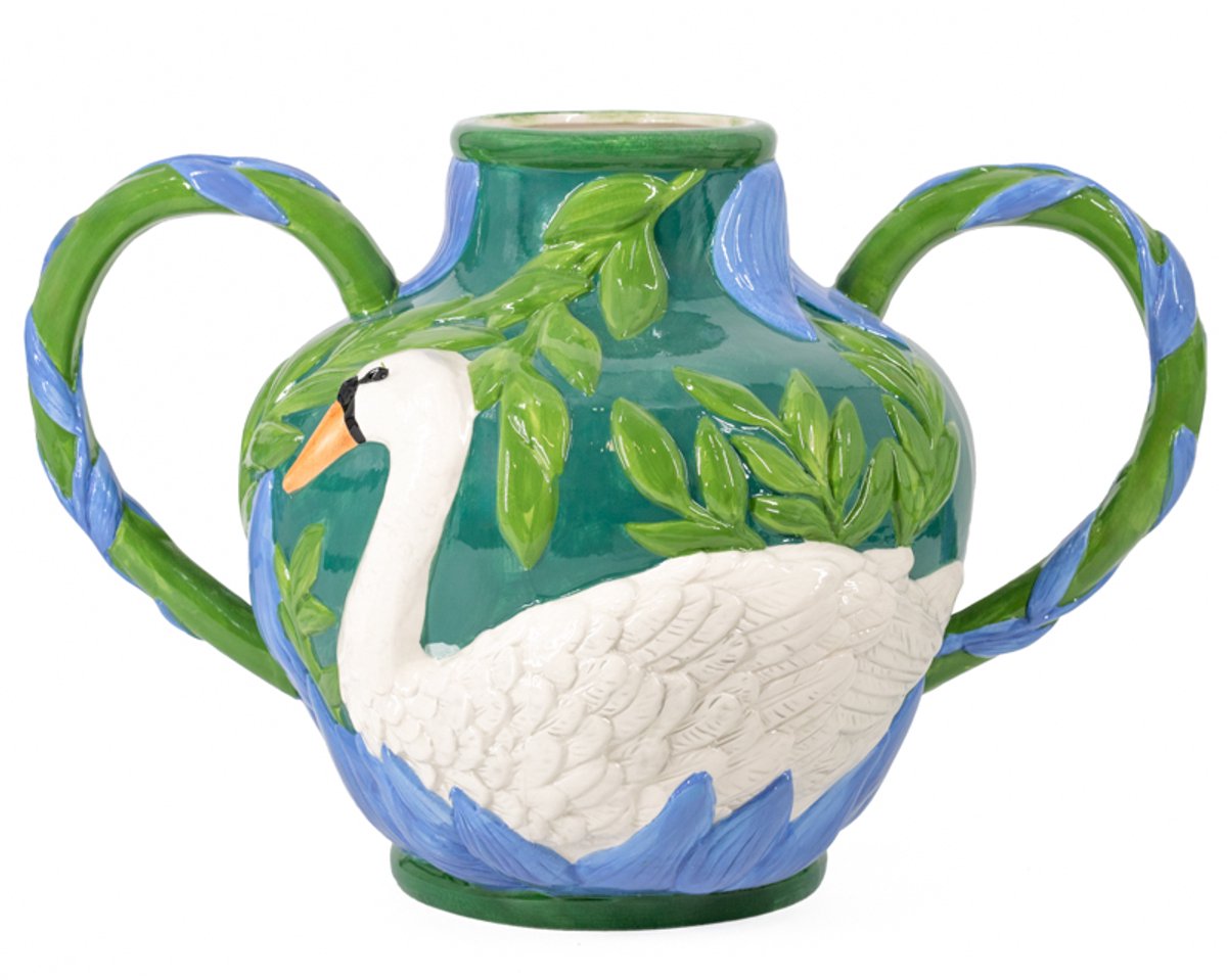 homebound by ky Aardewerk vaas 'Zwaan' | vaas Blauw