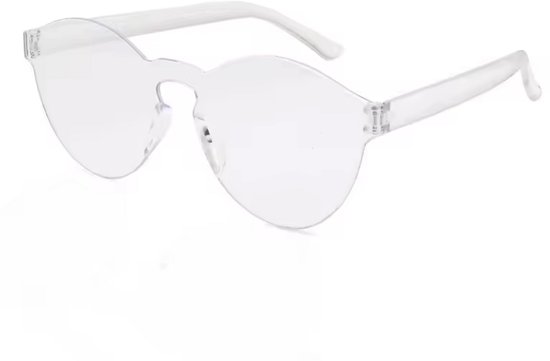 CHPN - Transparante feestbril - Zonnebril - festivalbril - Wit - Hippe bril - Grappige glazen - One size - Feest bril - White sunglasses