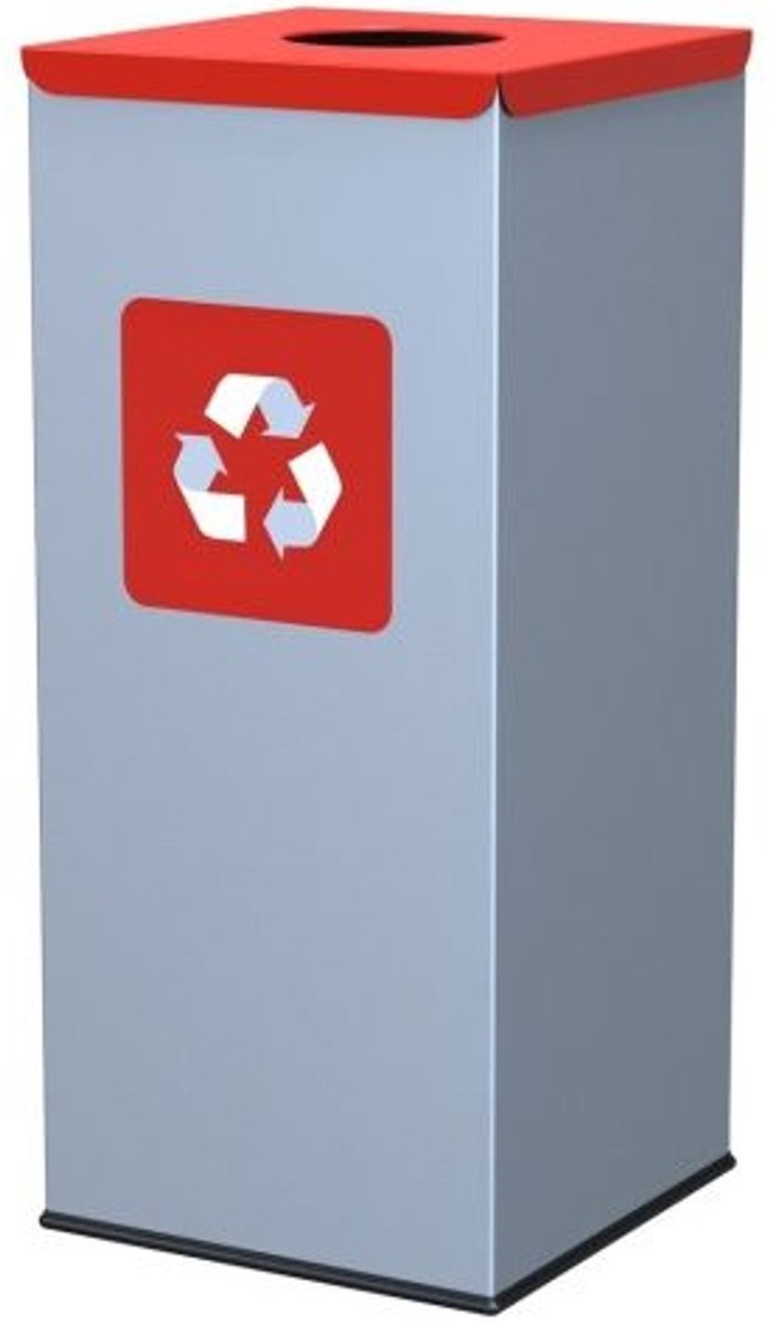 GSG24 Serie - Metalen Afvalbak - 60L - Rood Deksel - Binnengebruik