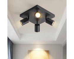 NETTLIFE Opbouwspot - plafondspot met 4 lichtpunten - spots - Zwart Plafondlamp - L 25 cm - draaibar - kantelbaar - GU10 fitting - plafoniere - excl. GU10