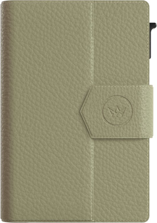 Prowallet Plus – Vert pebble – Porte-cartes RFID – Portefeuille compact avec porte-cartes coulissant – Pour 8 cartes, billets et monnaie – Aluminium et simili cuir – Coffret cadeau de luxe – Femme