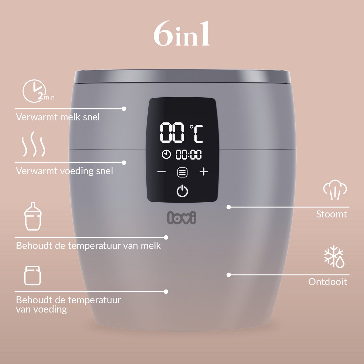 Difrax LOVI Flessenwarmer - 6 in 1 Functies - Universeel bruikbaar thumbnail 5