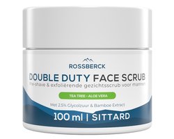 Rossberck Gezichtsscrub Mannen - Pre-shave & Face Scrub - Reinigingsscrubs - Glycolzuur - Aloe Vera - Gezichtsverzorging - 100 ml