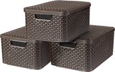 Curver Style Mand M - 18L - 3 stuks - Bruin met deksel