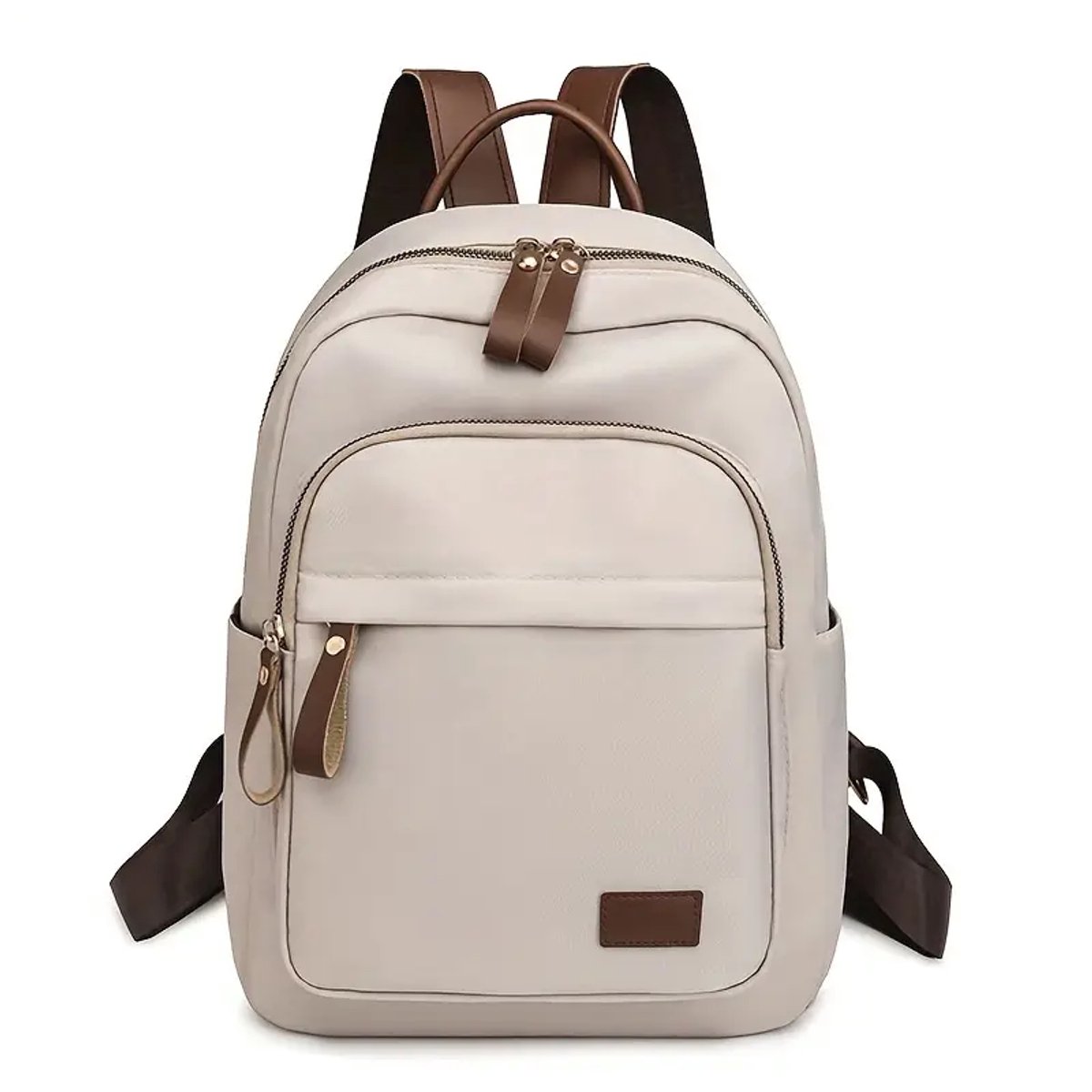 Twenty Two™ Reis laptop rugzak | middel maat | met veel vakken | dames rugzak | schoolrugzak met ritssluiting | casual/stijlvolle rugtas voor vrouwen |23x12x33cm| geschikt voor 12inch laptop/Ipad | laptoptas-reistas-schooltas | beige-bruin