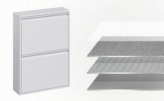 VEEHAUS® - Paplet - Praktisch Schoenenrek -Schoenenrek grijs - Schoenenrek met 2 Niveaus - Schoenenkast grijs - Schoenenrek metaal industrieel - Metaal - 50 x 70 x 15cm -Grijs