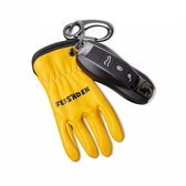 Porte-clés en cuir FEISHDEK – Porte-clés pour voiture et moto pour homme – Handgemaakt en peau de mouton, forme de Gants
