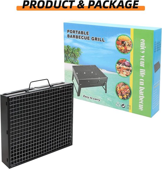 Luxiba - Houtskoolbarbecue, klapgrill, tafelgrill, draagbare reisgrill, outdoor, picknick, campinggrill, 35 cm x 27 cm x 19,5 cm van Luxiba — afbeelding 5