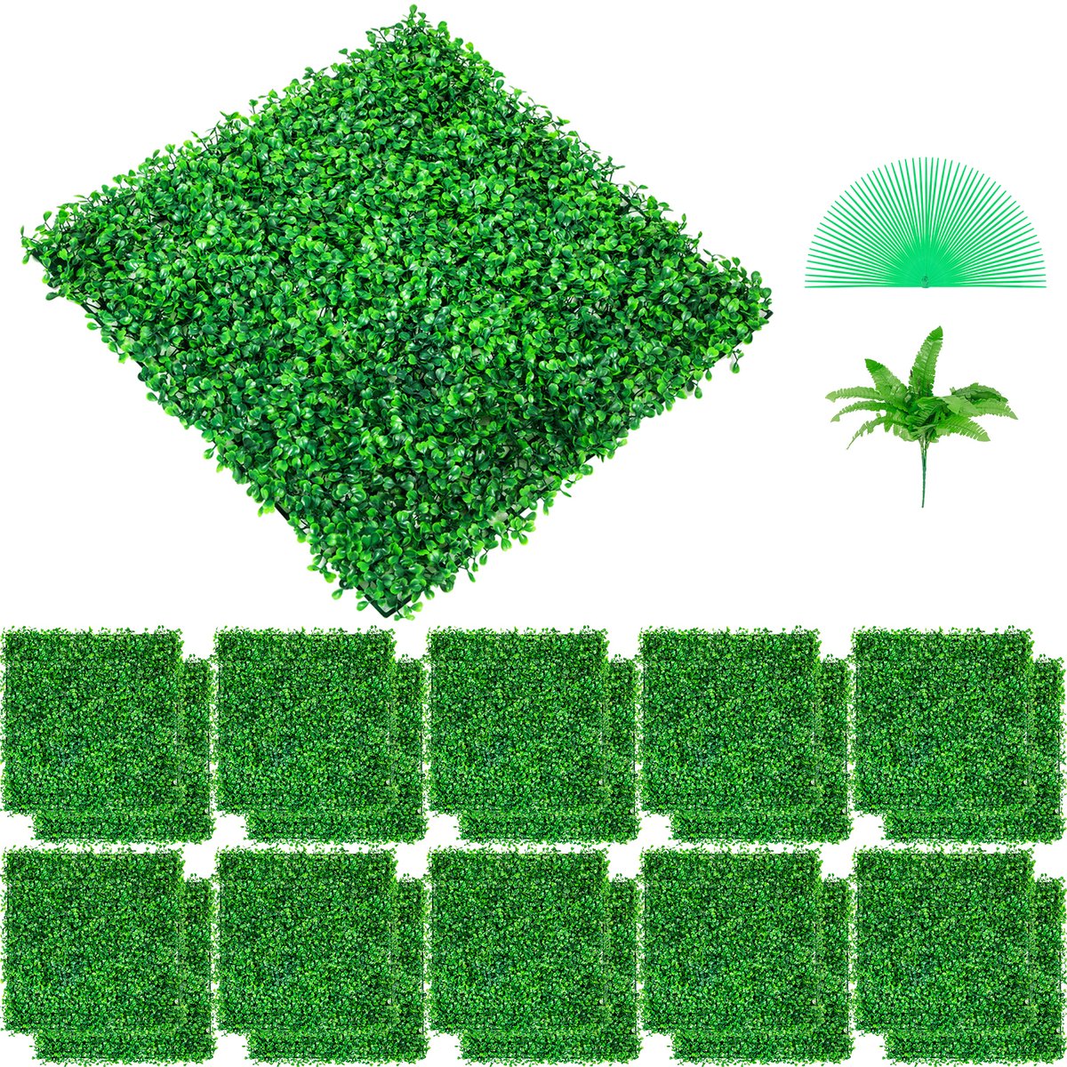 Uv-Buxusplanken 24 Stuks, 25x25 CM - Kunsthaag 4 CM Dik - Binnen-Buitenschutting