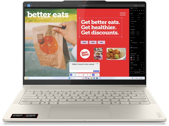 Lenovo Yoga 7 2-in-1 14AKP10 Copilot+ PC AMD Ryzen AI 7 350 Hybride (2-in-1) 35,6 cm (14") Touchscreen WUXGA 16 GB LPDDR5x-SDRAM 1 TB SSD Wi-Fi 7 (802.11be) Windows 11 Home Engels
