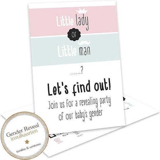 GR002 (8stuks)Baby Gender Reveal uitnodiging - Gender reveal party - Genderreveal - Geslacht baby reveal -Babyshower - Invulkaarten - Een Jongen of een Meisje? - Gender reveal versiering - Kaarten met enveloppen - uitnodigingskaarten met enveloppen -