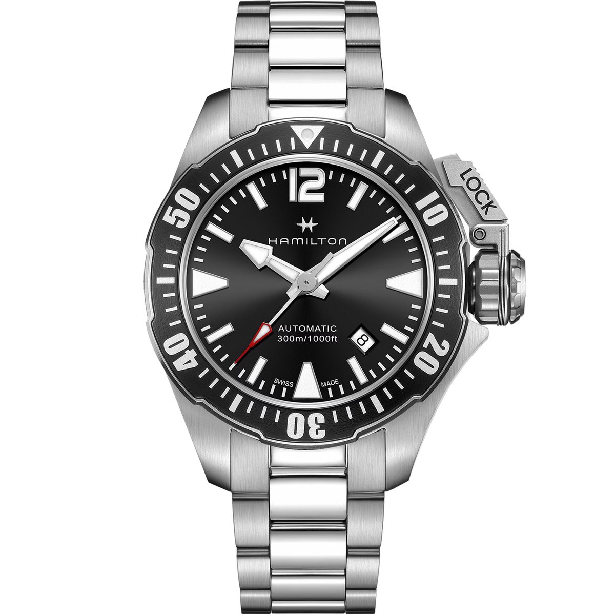 Hamilton Khaki Navy Frogman H77605135 Horloge - Staal - Zilverkleurig - Ø 43 mm