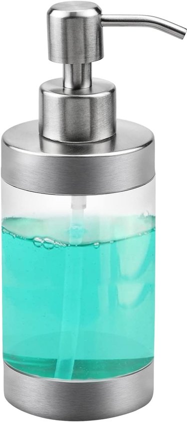 Veelzijdige glazen zeepdispenserfles met pomp, 500ml niet-druppelende roestvrijstalen