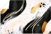 Abstract ontwerp met gouden details - Abstract tuinprint - Tuinversiering golven - Abstracte kunst - Tuinschilderij voor buiten - Waterafstotende wanddecoratie - tuinposter 60x40 cm