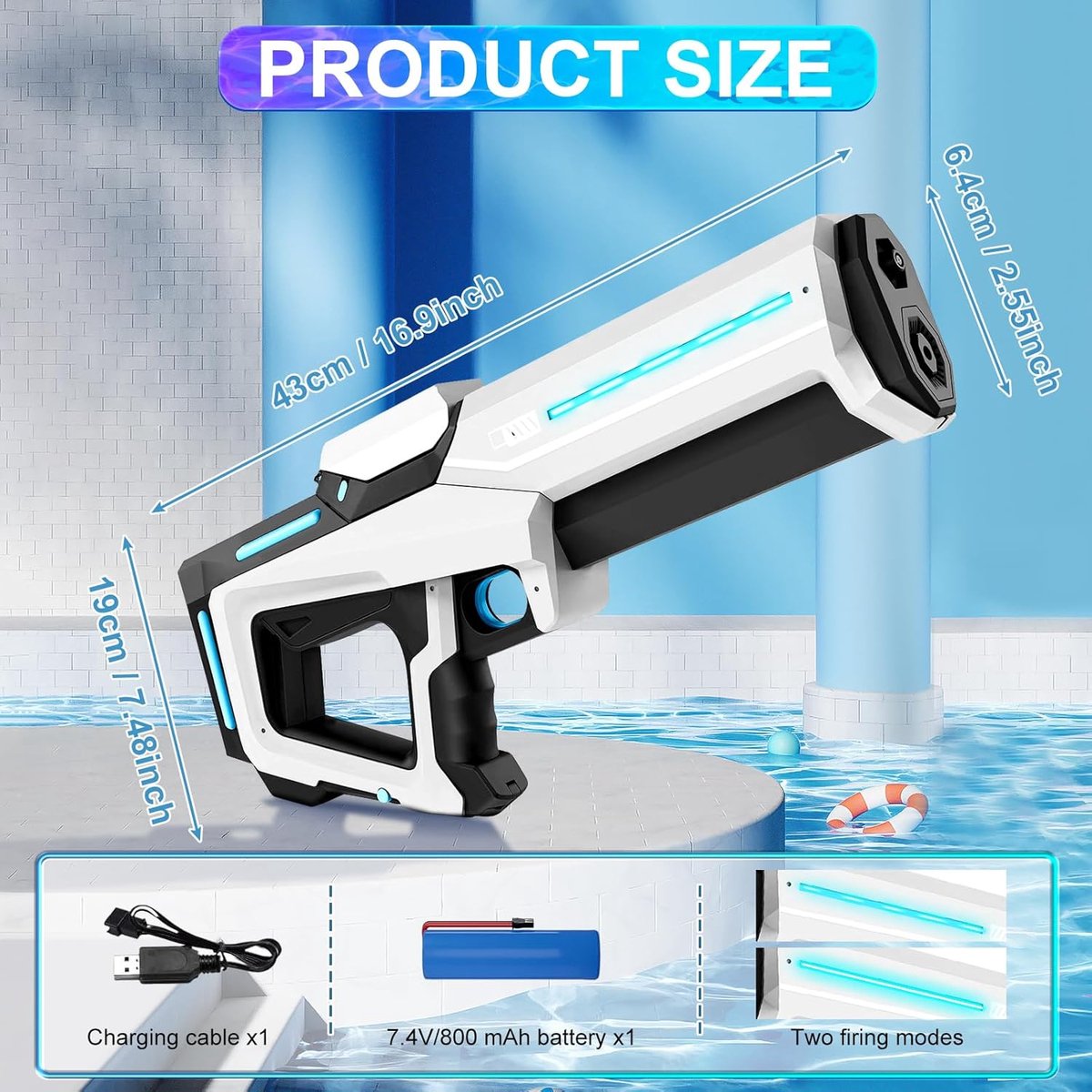 Waterpistool elektrisch - Automatisch waterpistool - Zomer speelgoed - Watergevecht - Super Soaker - Oplaadbaar waterpistool - Kinderplezier - Waterpret - Strand speelgoed - Tuinspeelgoed - Elektrisch speelgoed - Waterbattle - Outdoor fun - Vakanties — afbeelding 5