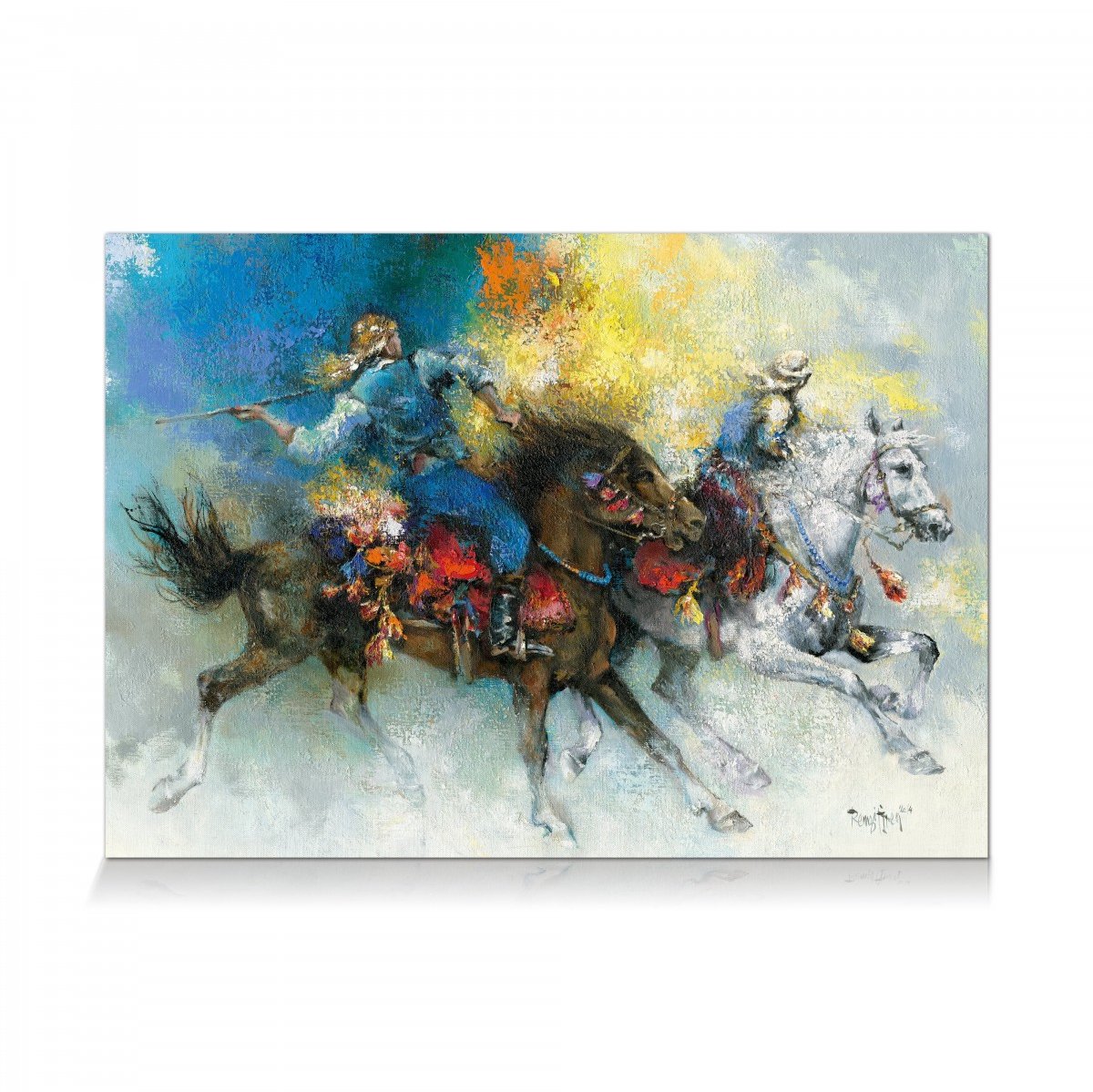 The Game of Jereed - 1000 Stukjes Puzzel- Remzi Iren -Dynamische Paardensport Kunstpuzzel