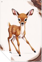 Schattig hert in kleurrijk ontwerp - Hert tuinprint - Poster van buiten hertenkalf - Digital Art - Buiten poster - Tuinposter voor schutting - tuinposter 70x105 cm