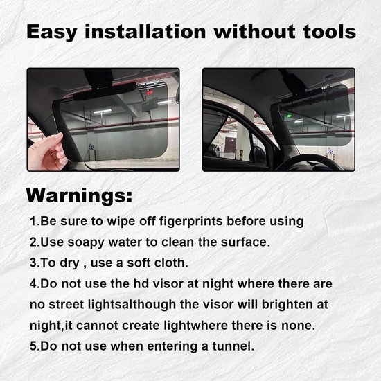 Zonneklep voor auto - universele - anti-reflecterende gepolariseerde - zonneklepverlenger - sterke lichtblokkering - bescherming tegen schittering - anti-verstrooid licht - veilig rijden in de auto - UV-beschermer - 32*14.5 cm - zwart van Merkloos — afbeelding 4