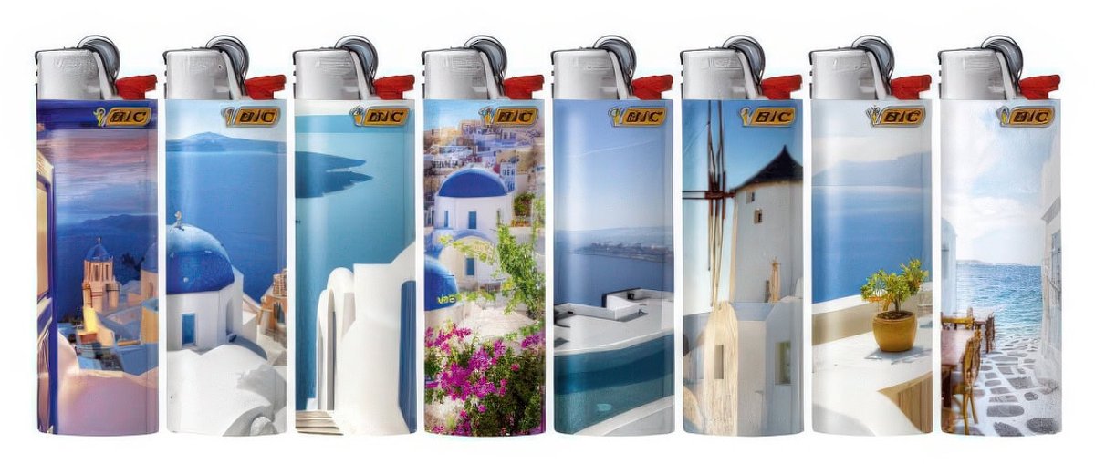 BIC Maxi J26 Vuursteen aansteker Greece - willekeurige designs - 8 stuks