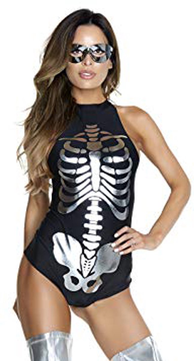 Skeletten body Dames Halloween Volwassenen Vrouwen Zwart Halloween en Horror Maat M