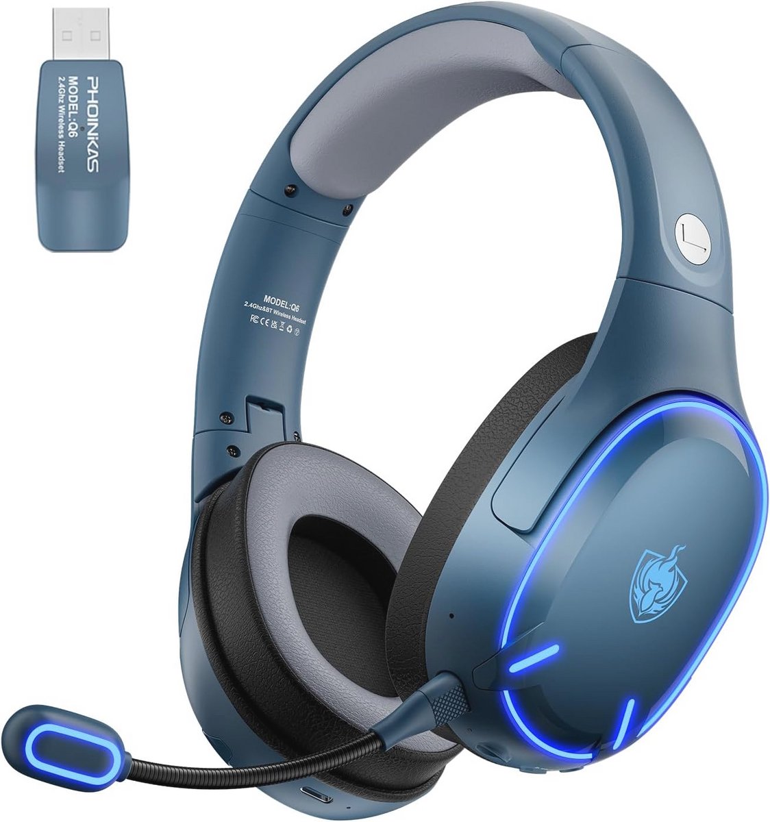 Draadloze Gaming-headset met Bluetooth 5.3 en Ruisonderdrukking - 30 Uur Accuduur