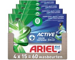 Ariel - 4in1 Wasmiddel Pods Actieve Geurbestrijding - 4 x 15 stuks - Voordeelverpakking