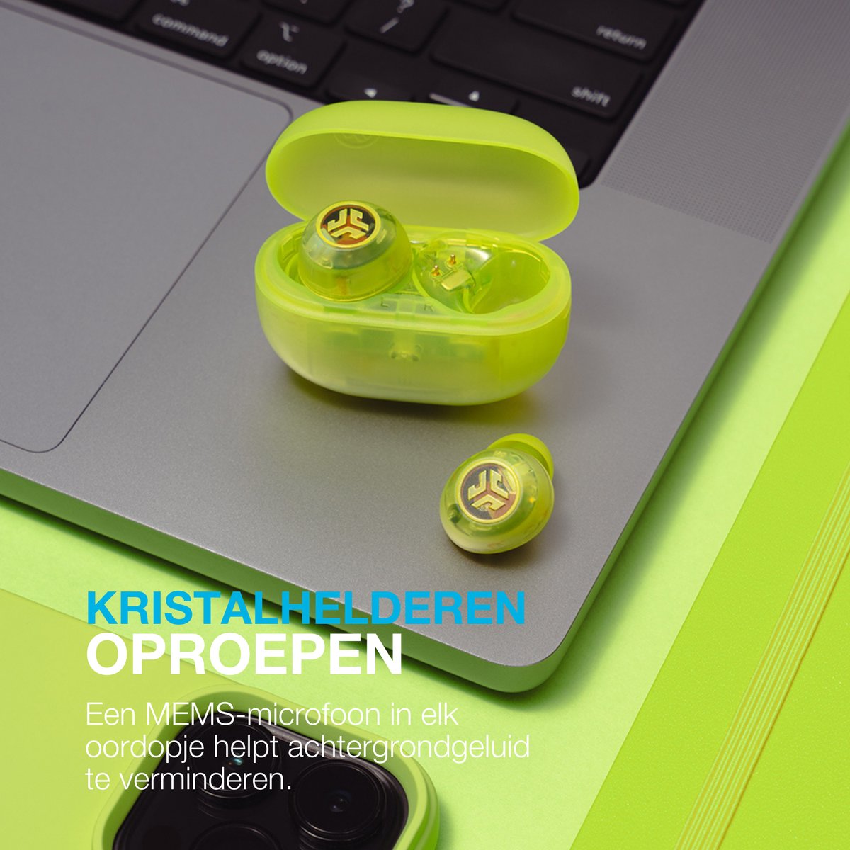 JLab Go Pop ANC Bluetooth Oordopjes Met ANC, 24 Uur Batterij Ip55 Zweetbestendig Microfoon Heldere Oproepen En Multipoint Verbinding Voor Meerdere Apparatentransparant Blauwgroen 1924215096