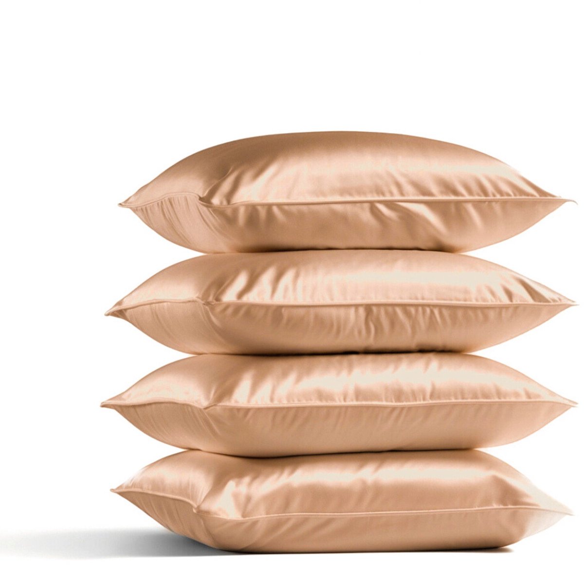 4x Zijden Kussensloop 50x70cm Goud Hotelsluiting 22 Momme - Kussensloop set - Luxe Silk Kussensloop 100% moerbei zijde - Zijde kussensloop - Silk Heaven - 50x70cm / Hotelsluiting