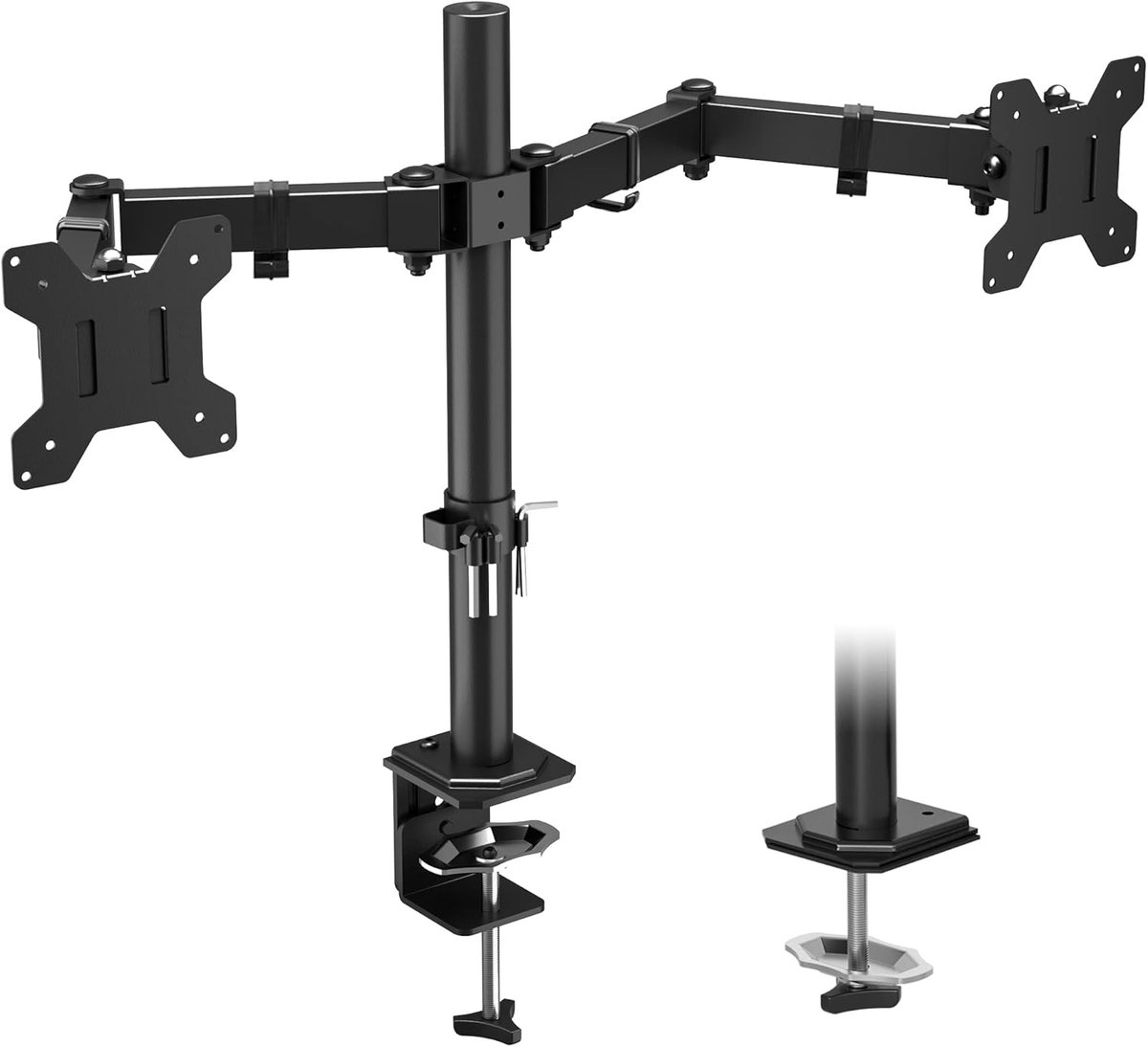 Monitor Arm 2 Schermen - Standaard - Verhoger - Zwart