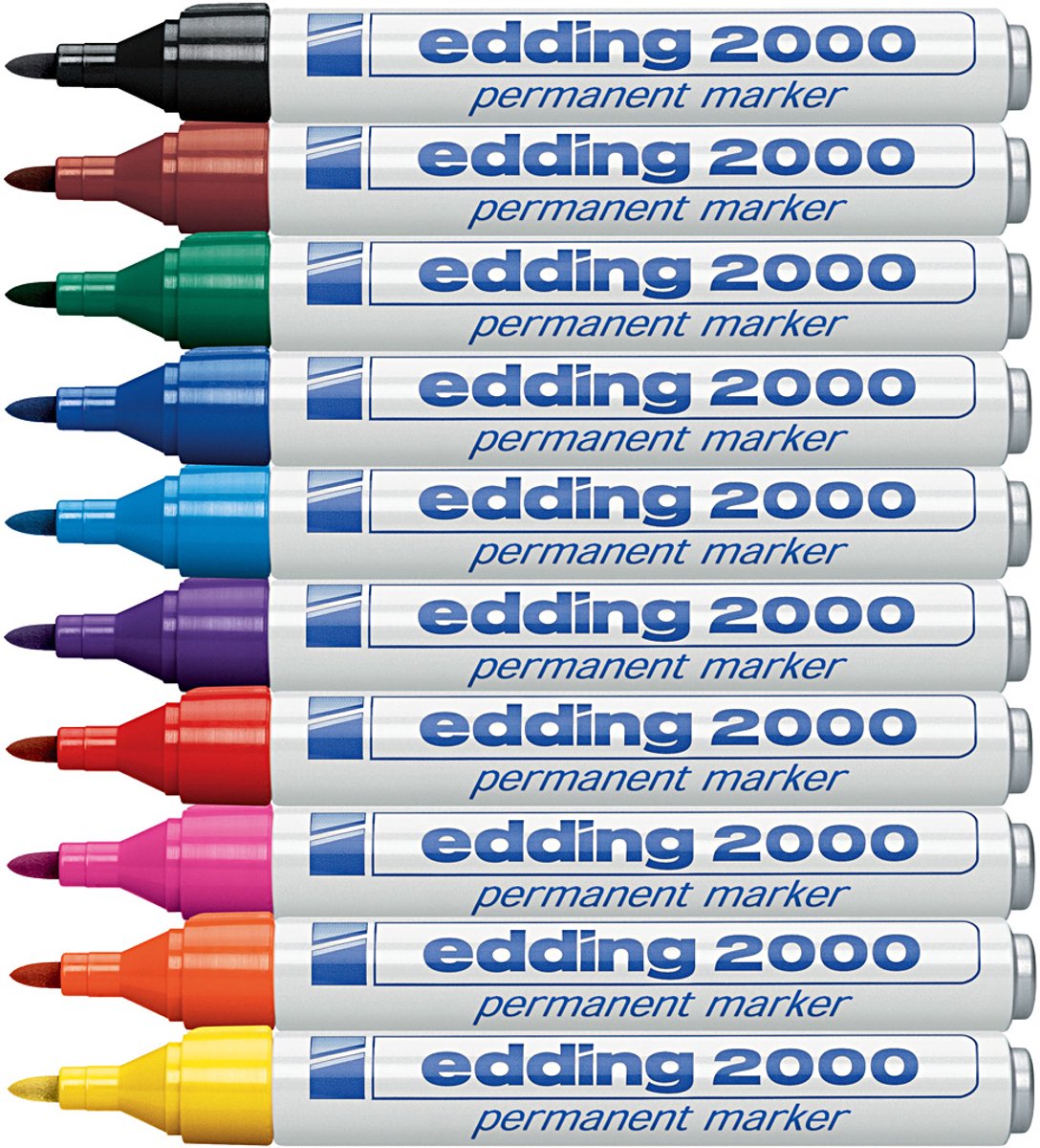 Edding Markers, afm 2000, lijndikte 1,5-3 mm, diverse kleuren, 10 stuk