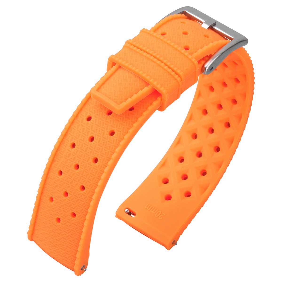 Tropic Style Basket Weave Horlogebandje Silicone Rubber - Makkelijk Zelf te Monteren - Oranje 18mm